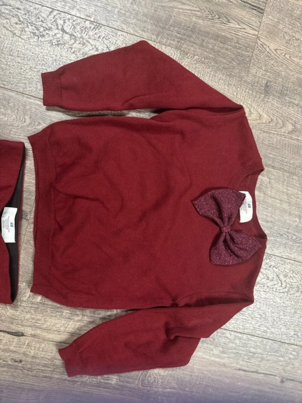 H&M girls sweater and skirt set burgundy